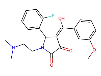 1-(2-dimethylaminoethyl)-5-(2-fluorophenyl)-4-[hydroxy-(3-methoxyphenyl)methylidene]pyrrolidine-2,3-dione structure