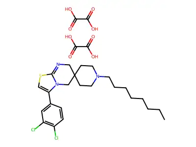 Spiro(piperidine-4,6'(7'H)-(5H)thiazolo(3,2-a)pyrimidine), 3'-(3,4-dichlorophenyl)-1-octyl-, ethanedioate (1:2) structure