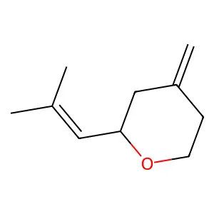 4-Methylidene-2-(2-methylprop-1-enyl)oxane structure