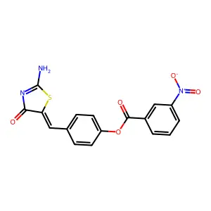 [4-[(Z)-(2-amino-4-oxo-1,3-thiazol-5-ylidene)methyl]phenyl] 3-nitrobenzoate structure