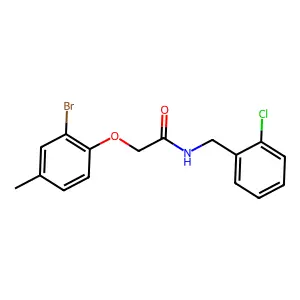 2-(2-bromo-4-methylphenoxy)-N-(2-chlorobenzyl)acetamide structure