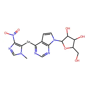 2-(hydroxymethyl)-5-[4-(3-methyl-5-nitroimidazol-4-yl)selanylpyrrolo[2,3-d]pyrimidin-7-yl]oxolane-3,4-diol structure