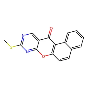 9-methylsulfanyl-benzo[5,6]chromeno[2,3-d]pyrimidin-12-one structure