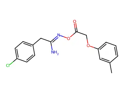 2-(4-chlorophenyl)-N'-{[(3-methylphenoxy)acetyl]oxy}ethanimidamide structure
