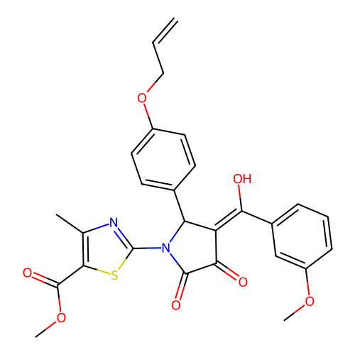 methyl 2-(2-(4-(allyloxy)phenyl)-4-hydroxy-3-(3-methoxybenzoyl)-5-oxo-2,5-dihydro-1H-pyrrol-1-yl)-4-methylthiazole-5-carboxylate structure