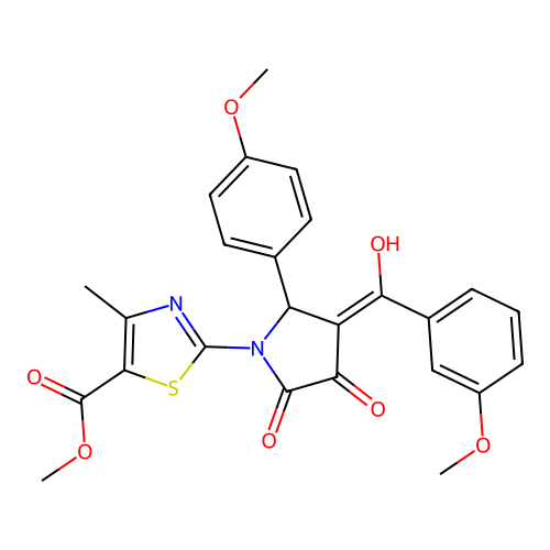 methyl 2-(3-hydroxy-4-(3-methoxybenzoyl)-5-(4-methoxyphenyl)-2-oxo-2,5-dihydro-1H-pyrrol-1-yl)-4-methylthiazole-5-carboxylate structure
