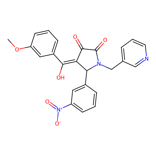 (4E)-4-[hydroxy-(3-methoxyphenyl)methylidene]-5-(3-nitrophenyl)-1-(pyridin-3-ylmethyl)pyrrolidine-2,3-dione structure
