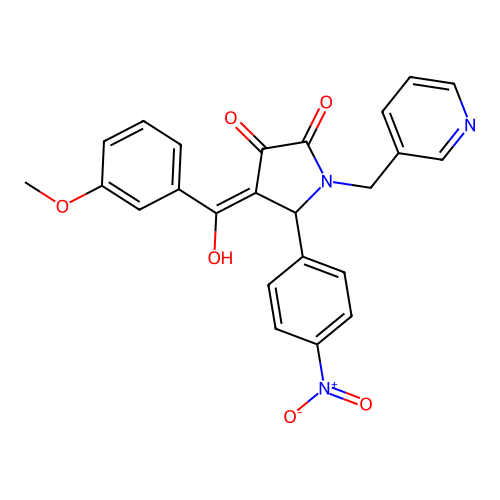 (4E)-4-[hydroxy-(3-methoxyphenyl)methylidene]-5-(4-nitrophenyl)-1-(pyridin-3-ylmethyl)pyrrolidine-2,3-dione structure