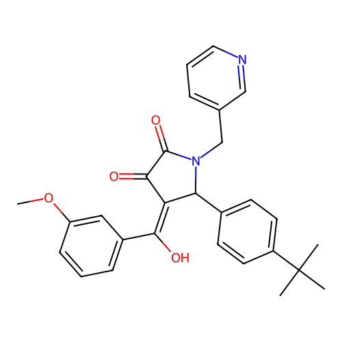 (4E)-5-(4-tert-butylphenyl)-4-[hydroxy-(3-methoxyphenyl)methylidene]-1-(pyridin-3-ylmethyl)pyrrolidine-2,3-dione structure
