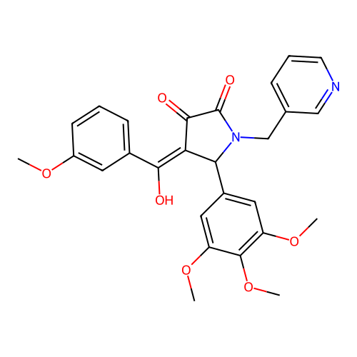 (4E)-4-[hydroxy-(3-methoxyphenyl)methylidene]-1-(pyridin-3-ylmethyl)-5-(3,4,5-trimethoxyphenyl)pyrrolidine-2,3-dione structure