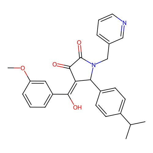 (4E)-4-[hydroxy-(3-methoxyphenyl)methylidene]-5-(4-propan-2-ylphenyl)-1-(pyridin-3-ylmethyl)pyrrolidine-2,3-dione structure