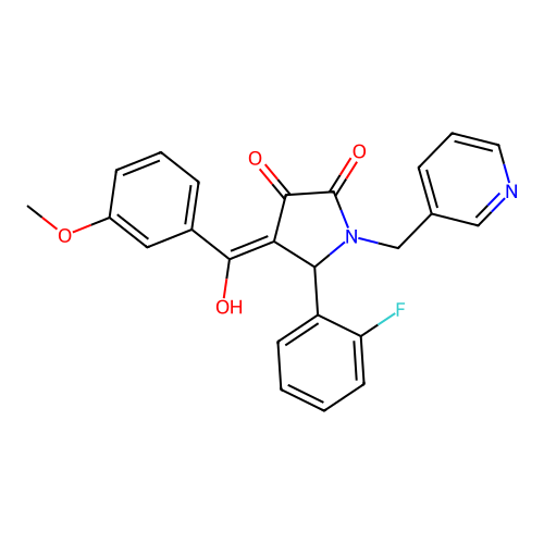 (4E)-5-(2-fluorophenyl)-4-[hydroxy-(3-methoxyphenyl)methylidene]-1-(pyridin-3-ylmethyl)pyrrolidine-2,3-dione structure