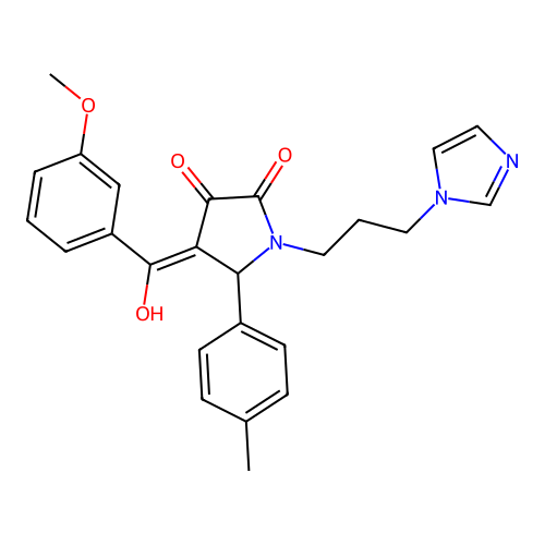 (4E)-4-[hydroxy-(3-methoxyphenyl)methylidene]-1-(3-imidazol-1-ylpropyl)-5-(4-methylphenyl)pyrrolidine-2,3-dione structure
