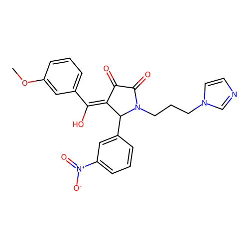 (4E)-4-[hydroxy-(3-methoxyphenyl)methylidene]-1-(3-imidazol-1-ylpropyl)-5-(3-nitrophenyl)pyrrolidine-2,3-dione structure