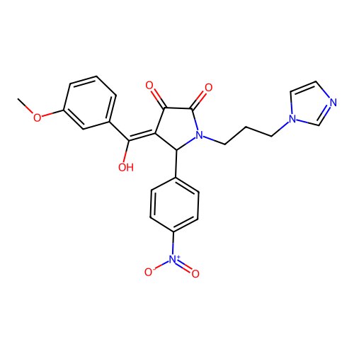 (4E)-4-[hydroxy-(3-methoxyphenyl)methylidene]-1-(3-imidazol-1-ylpropyl)-5-(4-nitrophenyl)pyrrolidine-2,3-dione structure