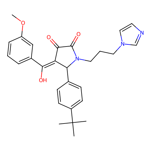 (4E)-5-(4-tert-butylphenyl)-4-[hydroxy-(3-methoxyphenyl)methylidene]-1-(3-imidazol-1-ylpropyl)pyrrolidine-2,3-dione structure