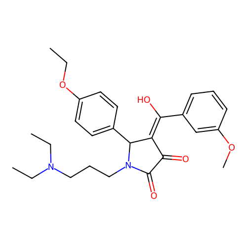 (4E)-1-[3-(diethylamino)propyl]-5-(4-ethoxyphenyl)-4-[hydroxy-(3-methoxyphenyl)methylidene]pyrrolidine-2,3-dione structure