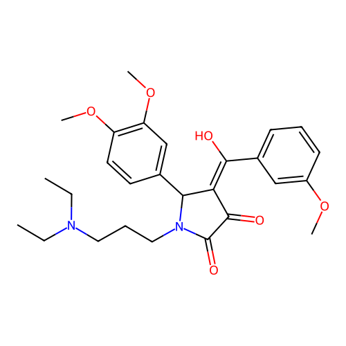 (4E)-1-[3-(diethylamino)propyl]-5-(3,4-dimethoxyphenyl)-4-[hydroxy-(3-methoxyphenyl)methylidene]pyrrolidine-2,3-dione structure