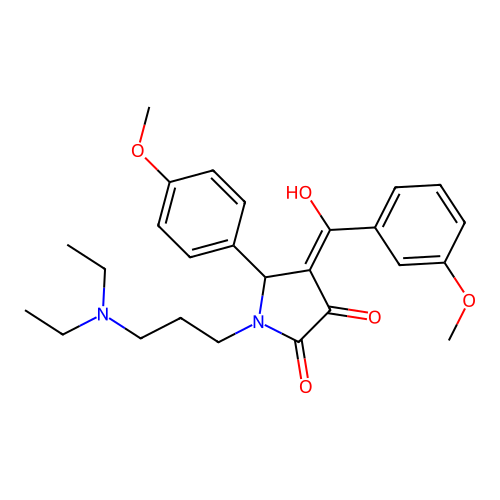 (4E)-1-[3-(diethylamino)propyl]-4-[hydroxy-(3-methoxyphenyl)methylidene]-5-(4-methoxyphenyl)pyrrolidine-2,3-dione structure