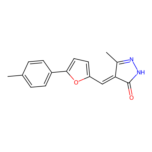 (E)-3-methyl-4-((5-(p-tolyl)furan-2-yl)methylene)-1H-pyrazol-5(4H)-one structure