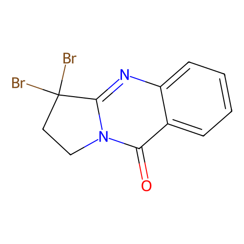 3,3-dibromo-2,3-dihydropyrrolo[2,1-b]quinazolin-9(1H)-one structure