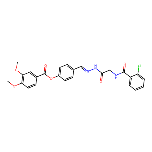 4-(2-(((2-Chlorobenzoyl)amino)AC)carbohydrazonoyl)phenyl 3,4-dimethoxybenzoate structure