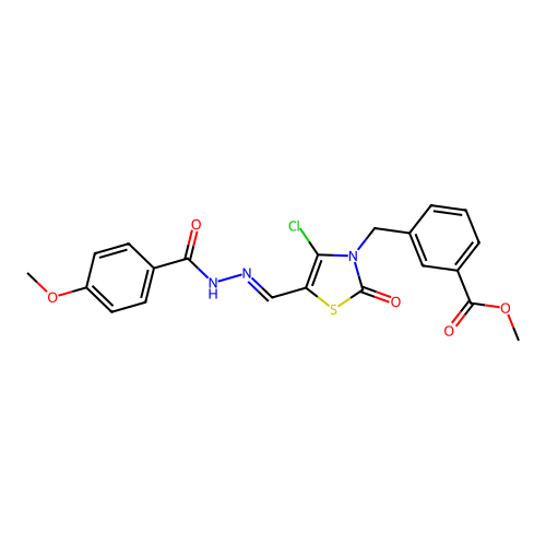 (E)-methyl 3-((4-chloro-5-((2-(4-methoxybenzoyl)hydrazono)methyl)-2-oxothiazol-3(2H)-yl)methyl)benzoate structure