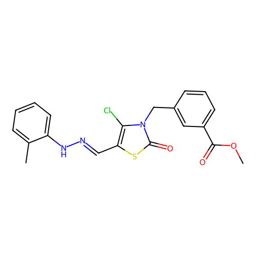 (E)-methyl 3-((4-chloro-2-oxo-5-((2-(o-tolyl)hydrazono)methyl)thiazol-3(2H)-yl)methyl)benzoate structure