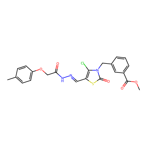 (E)-methyl 3-((4-chloro-2-oxo-5-((2-(2-(p-tolyloxy)acetyl)hydrazono)methyl)thiazol-3(2H)-yl)methyl)benzoate structure