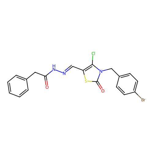(E)-N'-((3-(4-bromobenzyl)-4-chloro-2-oxo-2,3-dihydrothiazol-5-yl)methylene)-2-phenylacetohydrazide structure