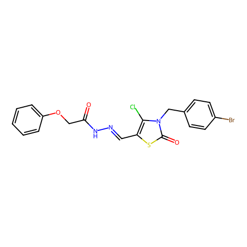 (E)-N'-((3-(4-bromobenzyl)-4-chloro-2-oxo-2,3-dihydrothiazol-5-yl)methylene)-2-phenoxyacetohydrazide structure