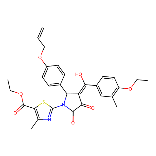 ethyl 2-[2-[4-(allyloxy)phenyl]-3-(4-ethoxy-3-methylbenzoyl)-4-hydroxy-5-oxo-2,5-dihydro-1H-pyrrol-1-yl]-4-methyl-1,3-thiazole-5-carboxylate structure