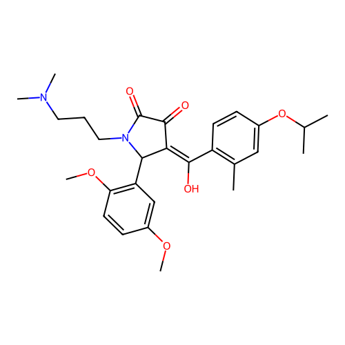 (4E)-5-(2,5-dimethoxyphenyl)-1-[3-(dimethylamino)propyl]-4-[hydroxy-(2-methyl-4-propan-2-yloxyphenyl)methylidene]pyrrolidine-2,3-dione structure