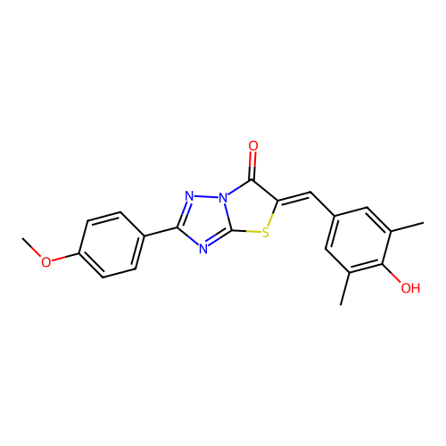(5Z)-5-(4-hydroxy-3,5-dimethylbenzylidene)-2-(4-methoxyphenyl)[1,3]thiazolo[3,2-b][1,2,4]triazol-6(5H)-one structure