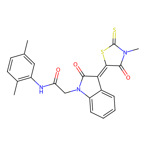 N-(2,5-dimethylphenyl)-2-[(3Z)-3-(3-methyl-4-oxo-2-thioxo-1,3-thiazolidin-5-ylidene)-2-oxo-2,3-dihydro-1H-indol-1-yl]acetamide structure