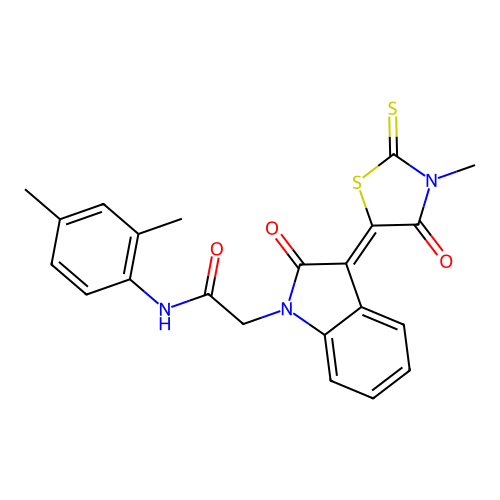 N-(2,4-dimethylphenyl)-2-[(3Z)-3-(3-methyl-4-oxo-2-thioxo-1,3-thiazolidin-5-ylidene)-2-oxo-2,3-dihydro-1H-indol-1-yl]acetamide structure