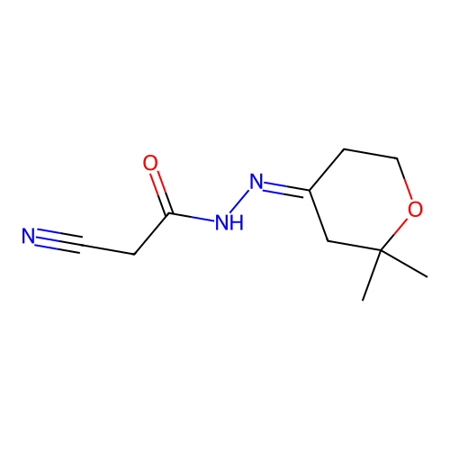 2-cyano-N'-[(4Z)-2,2-dimethyltetrahydro-4H-pyran-4-ylidene]acetohydrazide structure