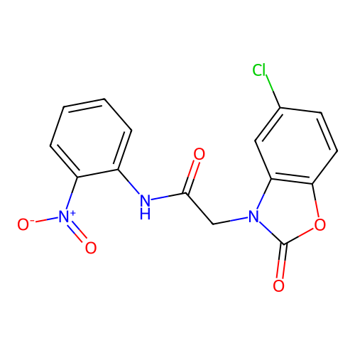 2-(5-chloro-2-oxo-1,3-benzoxazol-3(2H)-yl)-N-(2-nitrophenyl)acetamide structure
