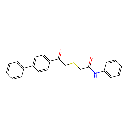 2-[2-oxo-2-(4-phenylphenyl)ethyl]sulfanyl-N-phenylacetamide structure