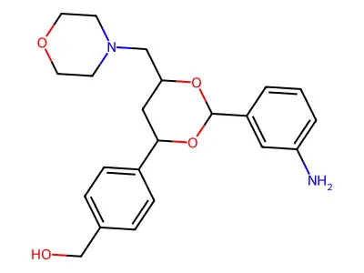 [4-[2-(3-Aminophenyl)-6-(morpholin-4-ylmethyl)-1,3-dioxan-4-yl]phenyl]methanol structure
