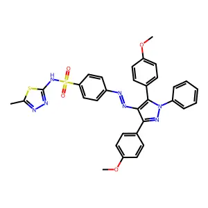 4-[[3,5-bis(4-methoxyphenyl)-1-phenylpyrazol-4-yl]diazenyl]- structure
