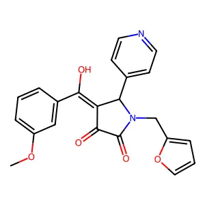 1-(furan-2-ylmethyl)-4-[hydroxy-(3-methoxyphenyl)methylidene]-5-pyridin-4-ylpyrrolidine-2,3-dione structure
