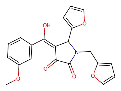 5-(furan-2-yl)-1-(furan-2-ylmethyl)-4-[hydroxy-(3-methoxyphenyl)methylidene]pyrrolidine-2,3-dione structure