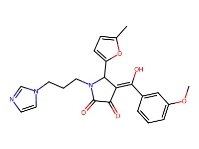 3-hydroxy-1-[3-(1H-imidazol-1-yl)propyl]-4-(3-methoxybenzoyl)-5-(5-methylfuran-2-yl)-2,5-dihydro-1H-pyrrol-2-one structure