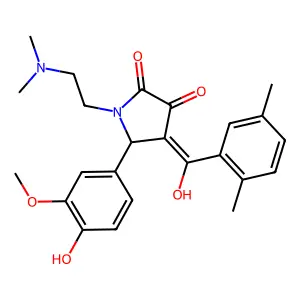 1-(2-dimethylaminoethyl)-4-[(2,5-dimethylphenyl)-hydroxymethylidene]-5-(4-hydroxy-3-methoxyphenyl)pyrrolidine-2,3-dione structure