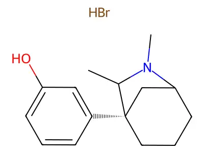 6-Azabicyclo(3.2.1)octane, 6,7-dimethyl-1-(m-hydroxyphenyl)-, hydrobromide, (+)- structure
