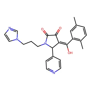 4-(2,5-dimethylbenzoyl)-3-hydroxy-1-[3-(1H-imidazol-1-yl)propyl]-5-(pyridin-4-yl)-2,5-dihydro-1H-pyrrol-2-one structure