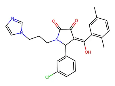 5-(3-chlorophenyl)-4-(2,5-dimethylbenzoyl)-3-hydroxy-1-[3-(1H-imidazol-1-yl)propyl]-2,5-dihydro-1H-pyrrol-2-one structure