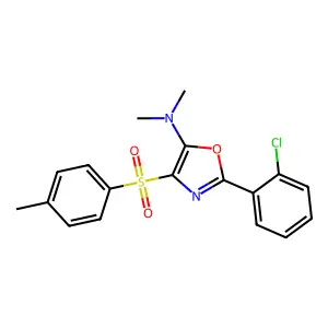 2-(2-chlorophenyl)-N,N-dimethyl-4-tosyloxazol-5-amine structure