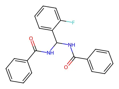 N,N'-[(2-fluorophenyl)methanediyl]dibenzamide structure